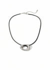 Necklace with a circular pendant on a white background