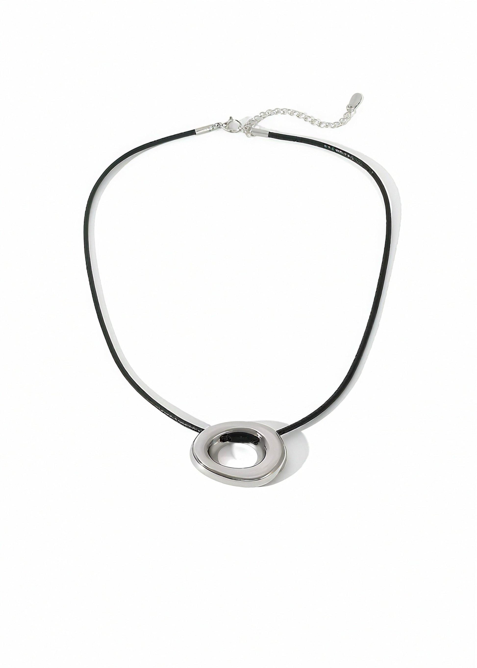 Necklace with a circular pendant on a white background