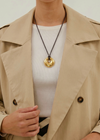 Circle Pendant Cord Necklace｜Gold