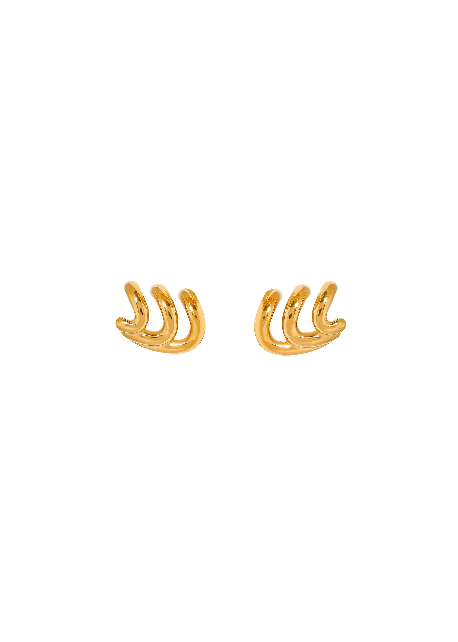 Gold earrings on a white background