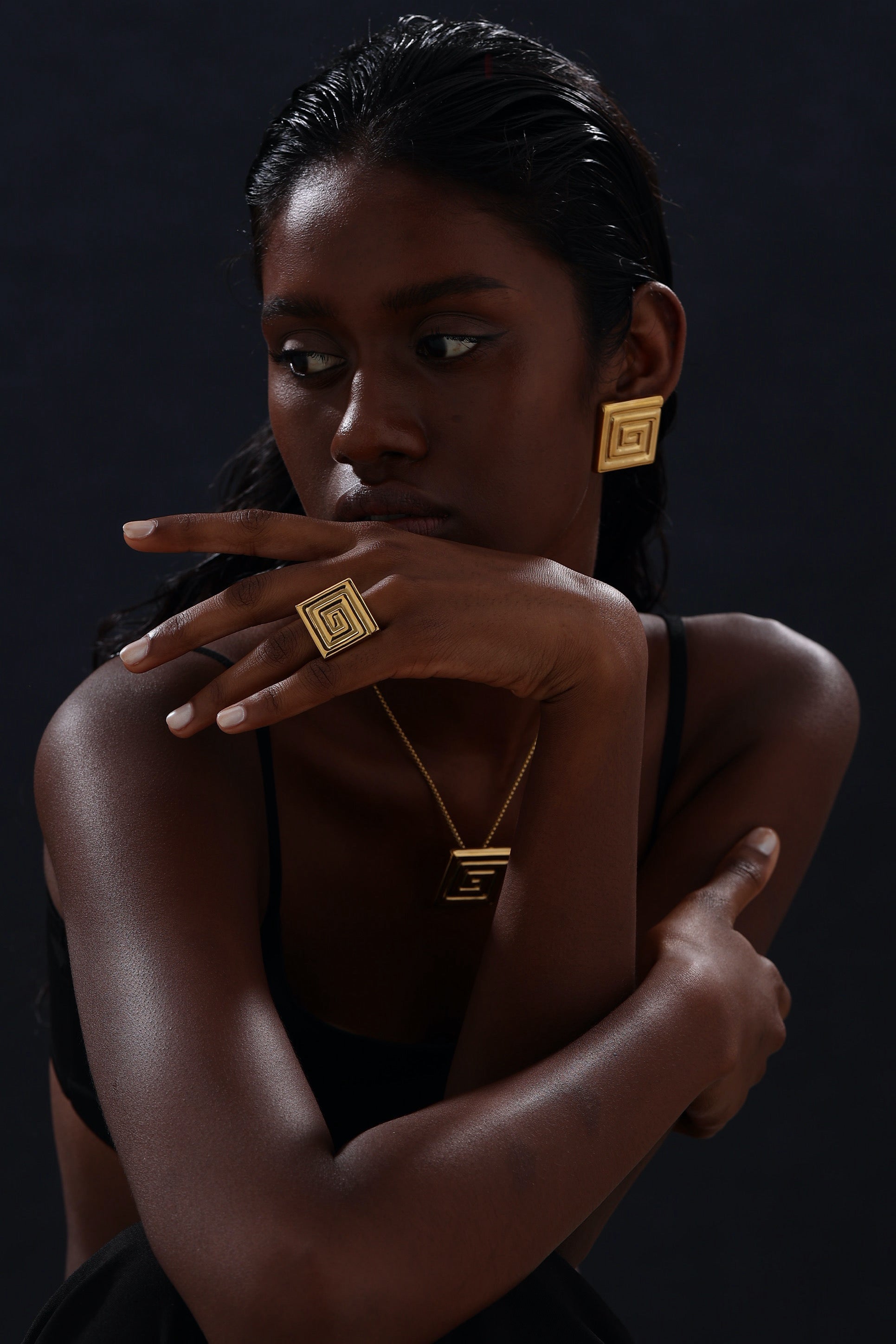 Textured Square Stud Earrings - Earrings - ONNNIII