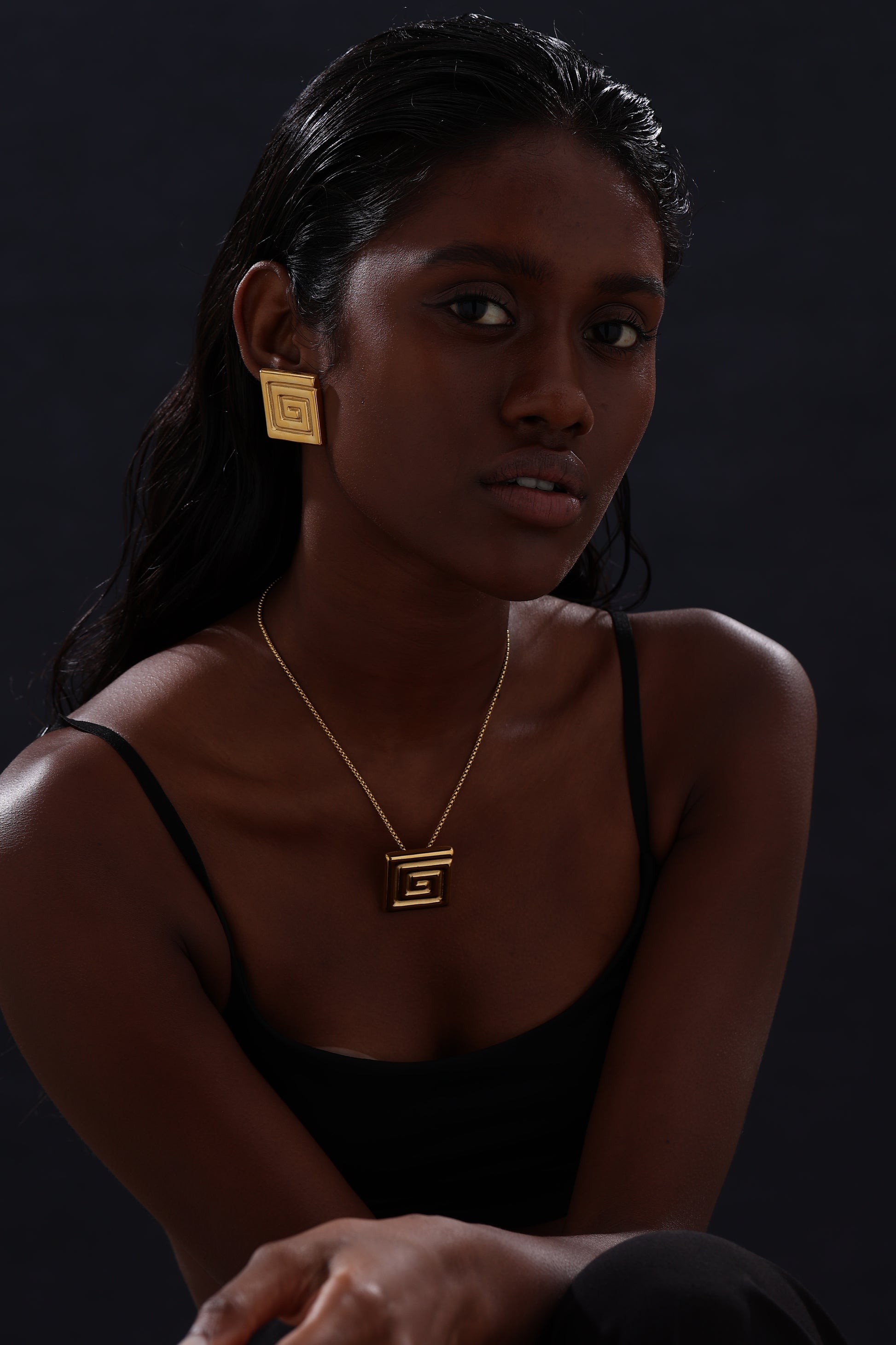 Textured Square Stud Earrings - Earrings - ONNNIII