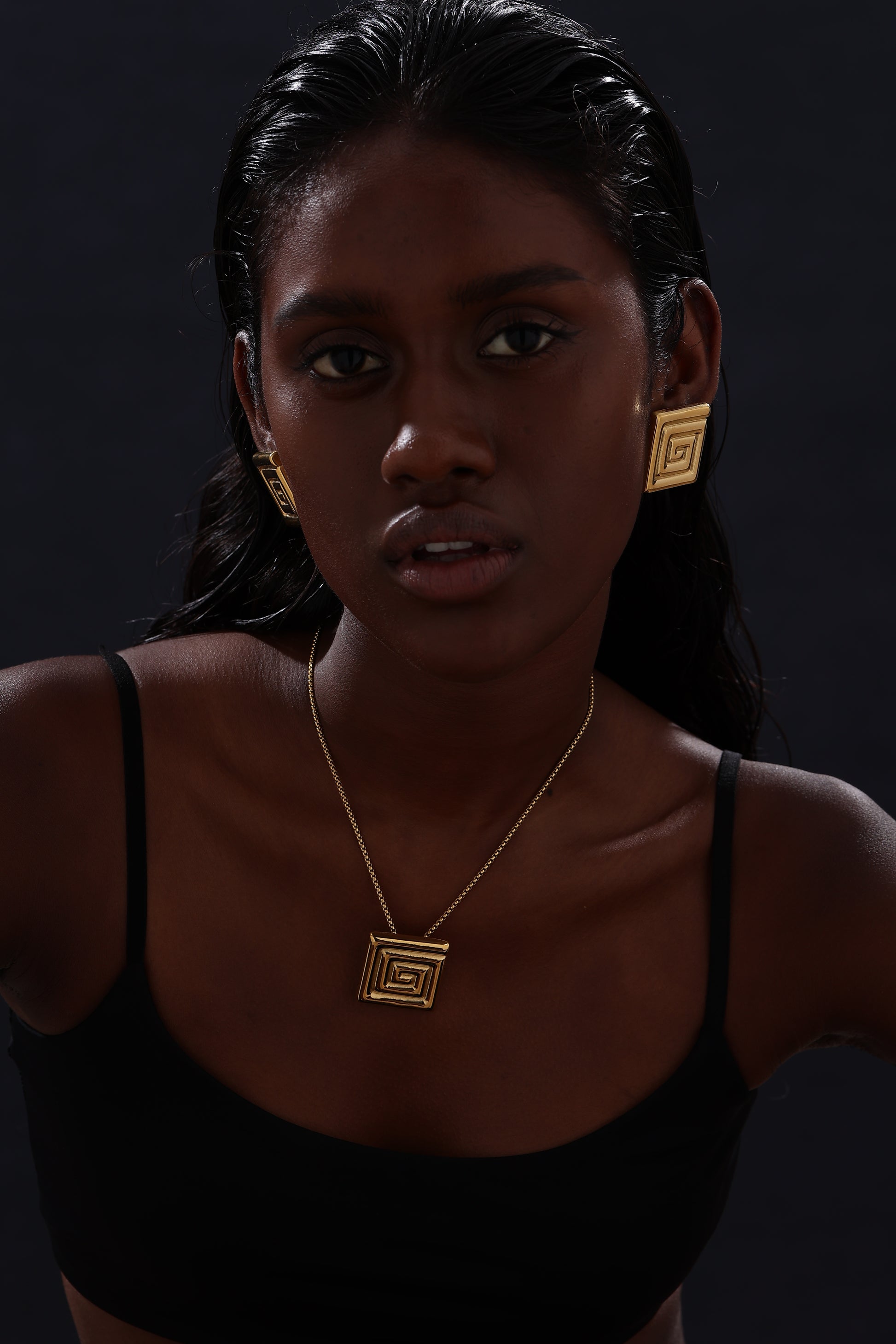 Textured Square Stud Earrings - Earrings - ONNNIII