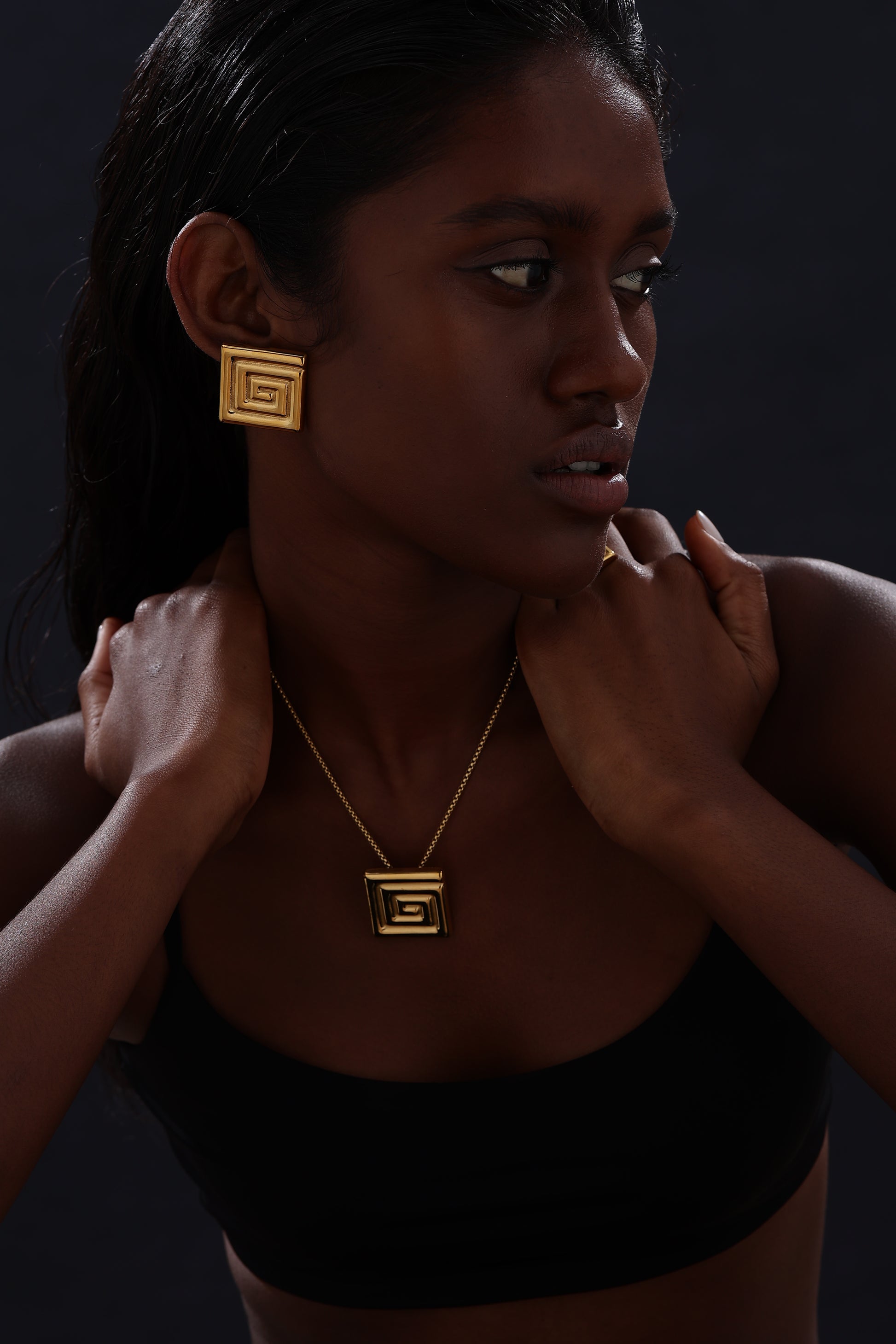 Textured Square Stud Earrings - Earrings - ONNNIII