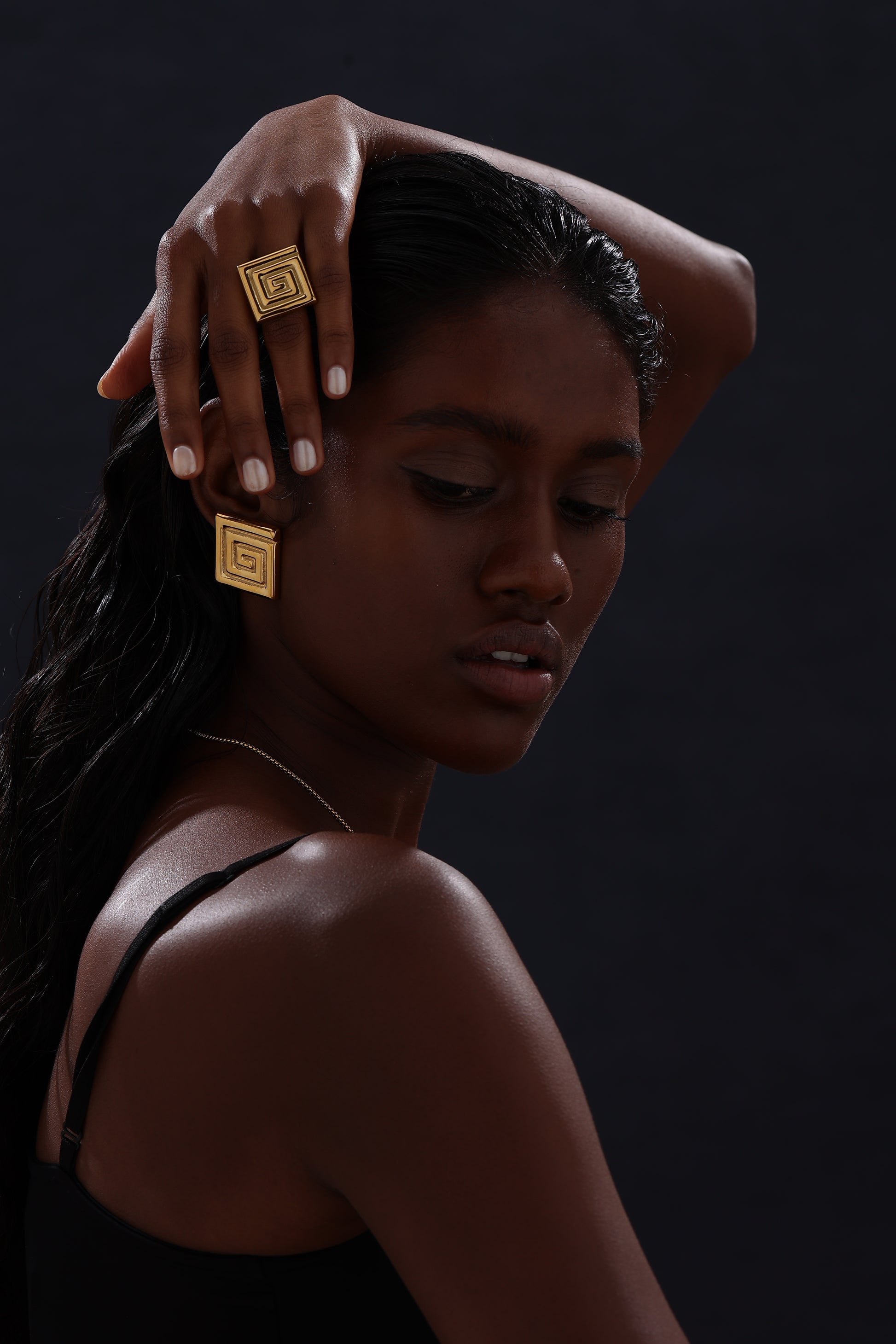 Textured Square Stud Earrings - Earrings - ONNNIII