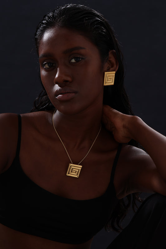 Textured Square Stud Earrings - Earrings - ONNNIII