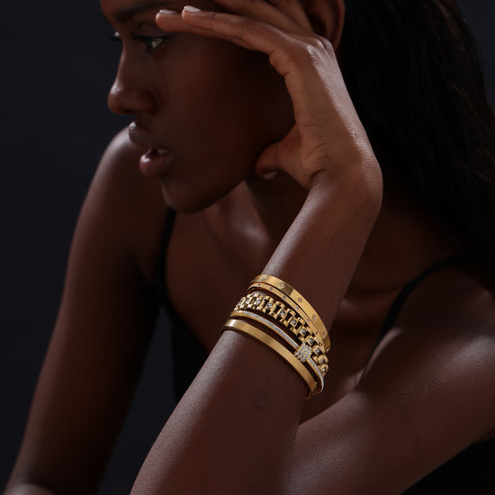 Cuff Bangle - Gold / 4mm - Bracelet - ONNNIII