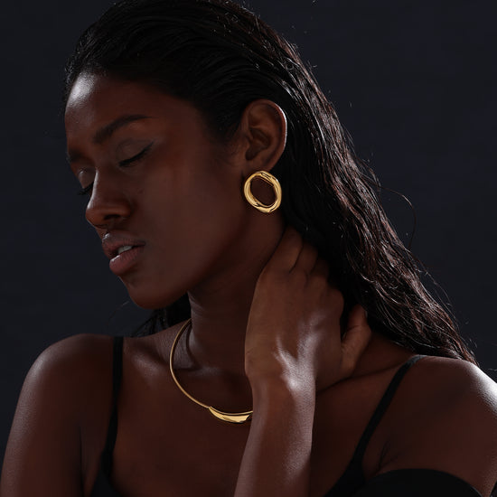 Oval Wave Stud Earrings - Earrings - ONNNIII