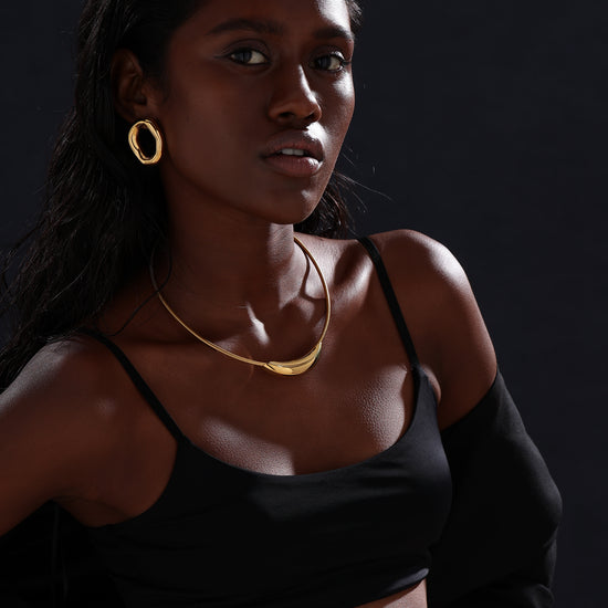 Oval Wave Stud Earrings - Earrings - ONNNIII