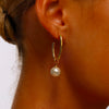 Oval Hoops with Pearl - Gold - Earrings - ONNNIII