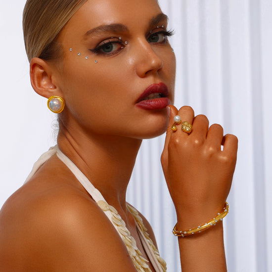 Pearl Textured Open Ring - Ring - ONNNIII