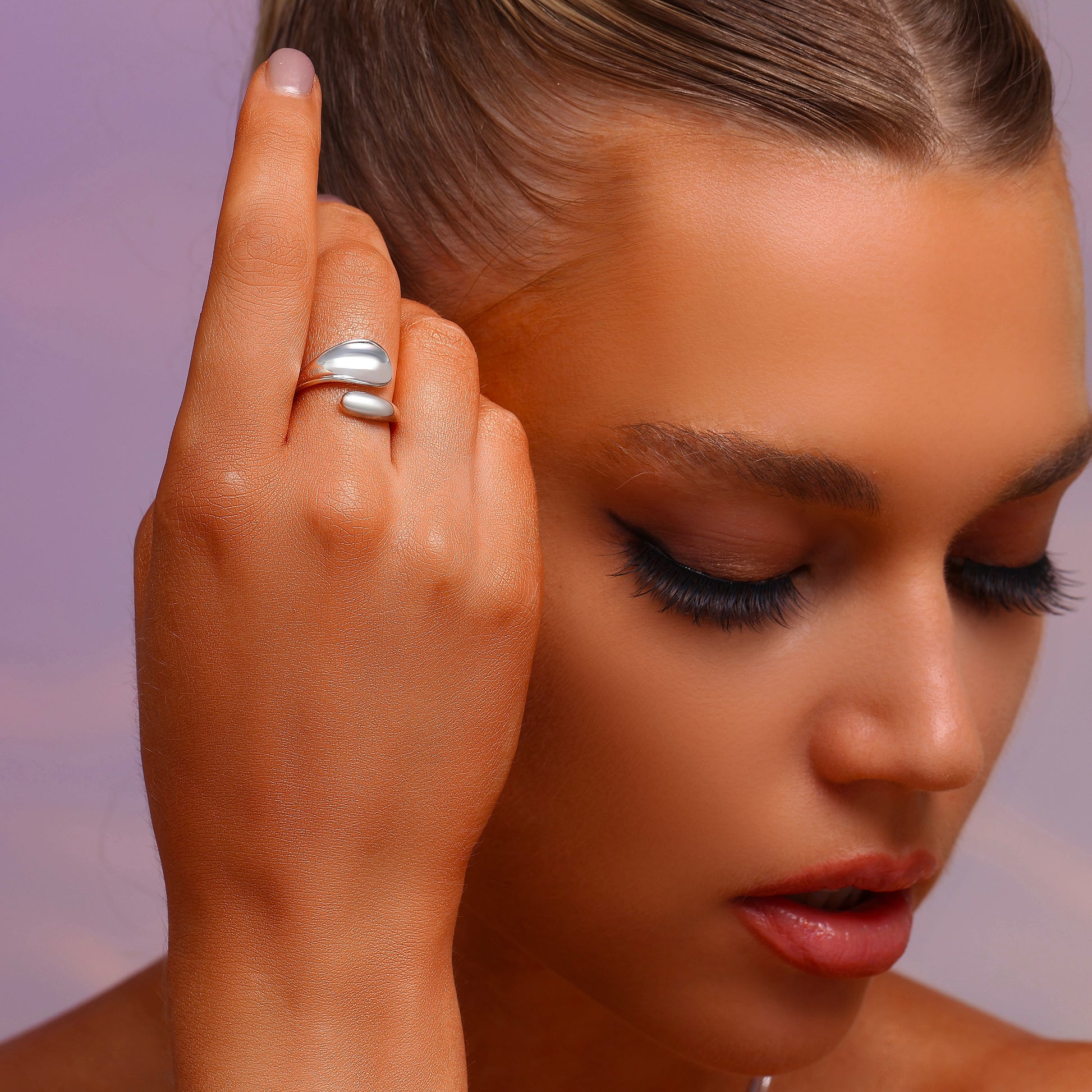 Wave Open Ring - Rhodium Plated Sterling Silver - Hypoallergenic - Ring - ONNNIII