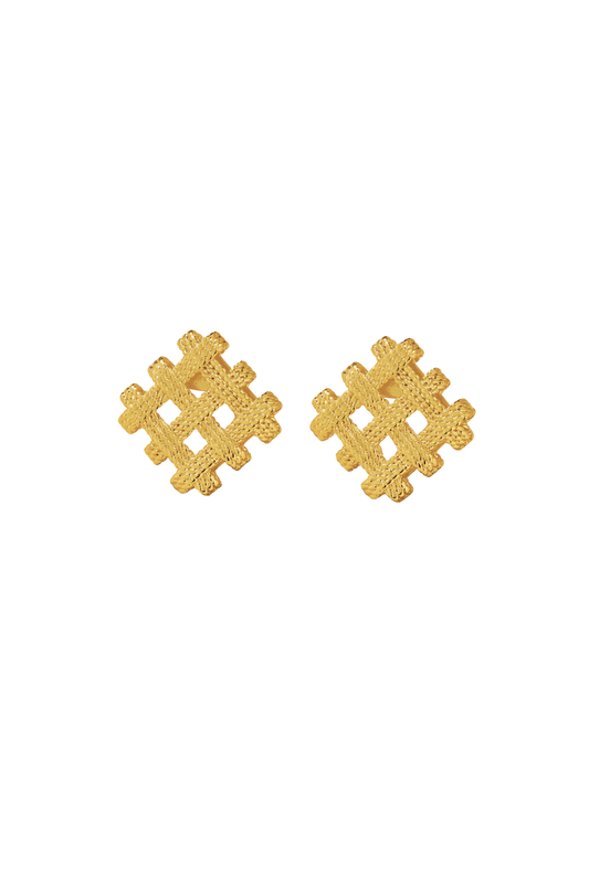 Knot Stud Earrings - 24K Gold Plated