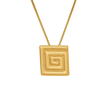 Textured Square Pendant Necklace - Unisex
