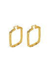 Square Twist Textured Hoop Earrings - Gold