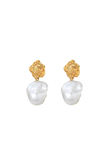 Baroque Pearl Rose Earrings