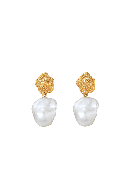 Baroque Pearl Rose Earrings