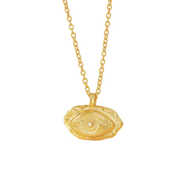 Textured Evil Eye Pendant Necklace - 18K Gold Vermeil