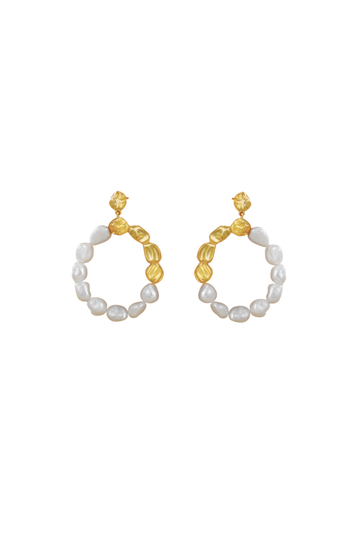Keshi Pearl Drop Stud Earrings - 22K Gold Vermeil