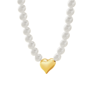 Heart Pendant Pearl Necklace