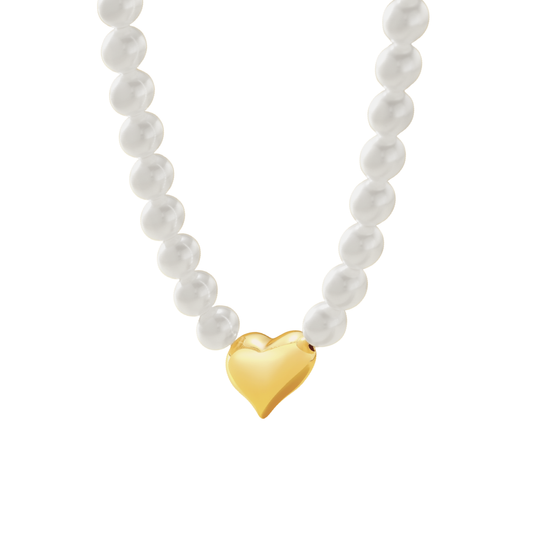 Heart Pendant Pearl Necklace