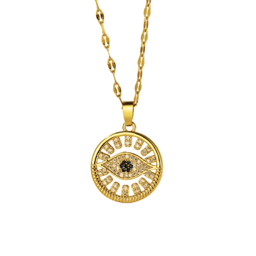 Evil Eye Circle Pendant Necklace
