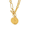 T-bar Curb Chain Necklace with Ancient Coin