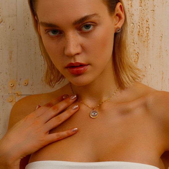 Evil Eye Circle Pendant Necklace - Necklace - ONNNIII