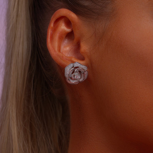 Rose Stud Earrings - Cubic Zirconia - Earrings - ONNNIII