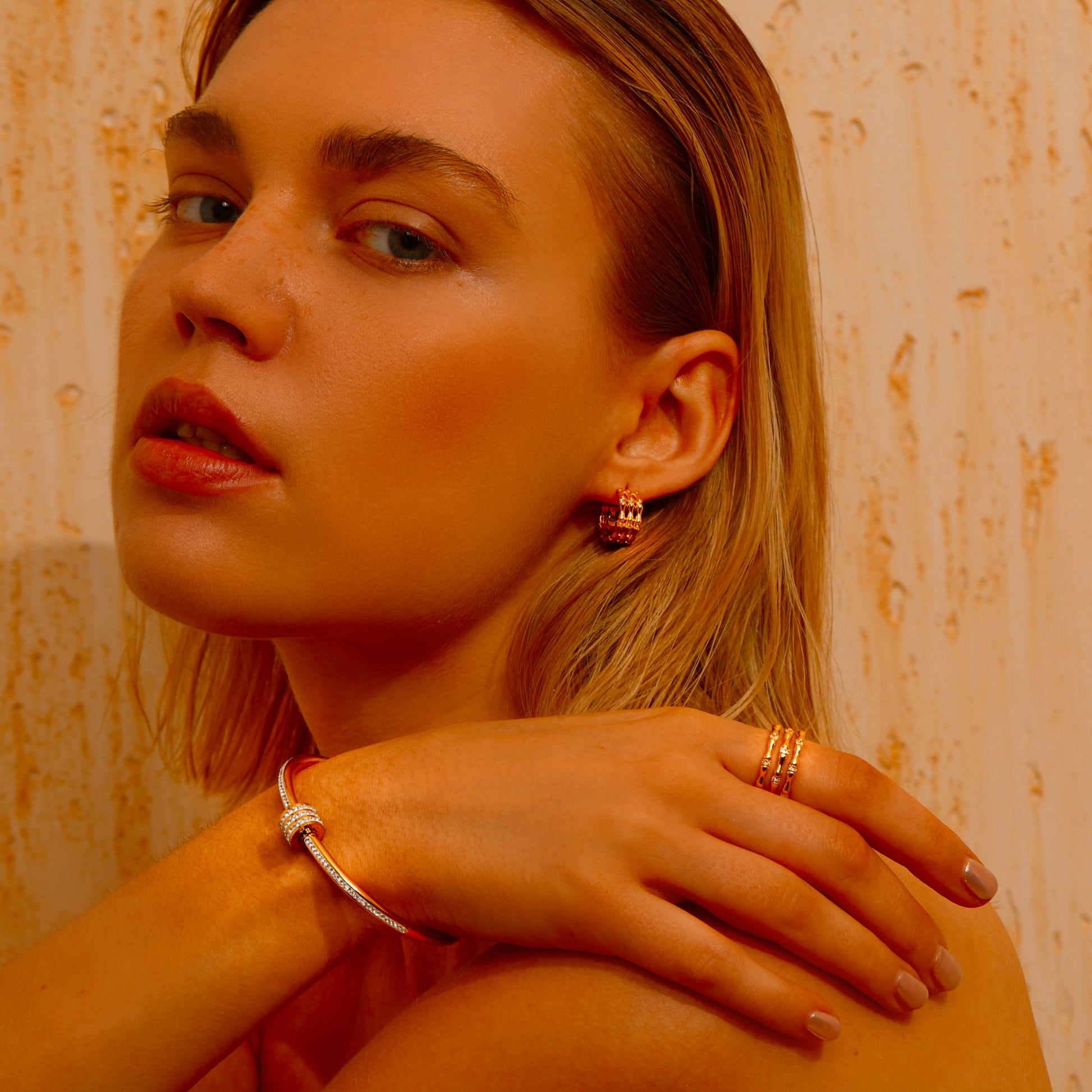 Bamboo Triple Band Stud Earrings - Earrings - ONNNIII