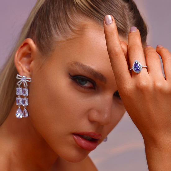 Bow Drop Earrings - Aquamarine - Earrings - ONNNIII