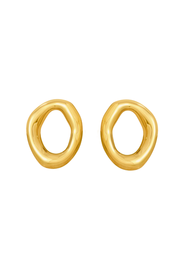 Oval Wave Stud Earrings