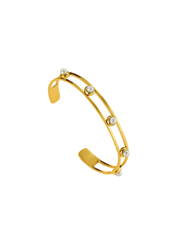 Hollow Pearl Cuff Bangle