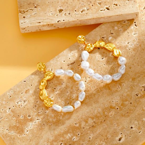 Keshi Pearl Drop Stud Earrings - 22K Gold Vermeil - Earrings - ONNNIII