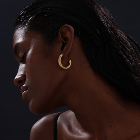 Erosion Textured Chunky Hoops - Earrings - ONNNIII