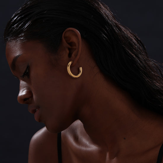 Erosion Textured Chunky Hoops - Earrings - ONNNIII