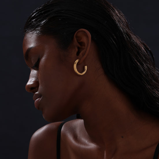 Erosion Textured Chunky Hoops - Earrings - ONNNIII