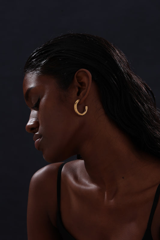 Erosion Textured Chunky Hoops - Earrings - ONNNIII