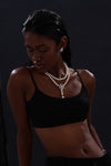 Snow Flower Pearl Drop Necklace - 4 Ways to Wear - White - Long Necklace - ONNNIII