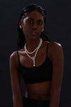 Snow Flower Pearl Drop Necklace - 4 Ways to Wear - White - Long Necklace - ONNNIII