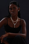 Snow Flower Pearl Drop Necklace - 4 Ways to Wear - White - Long Necklace - ONNNIII