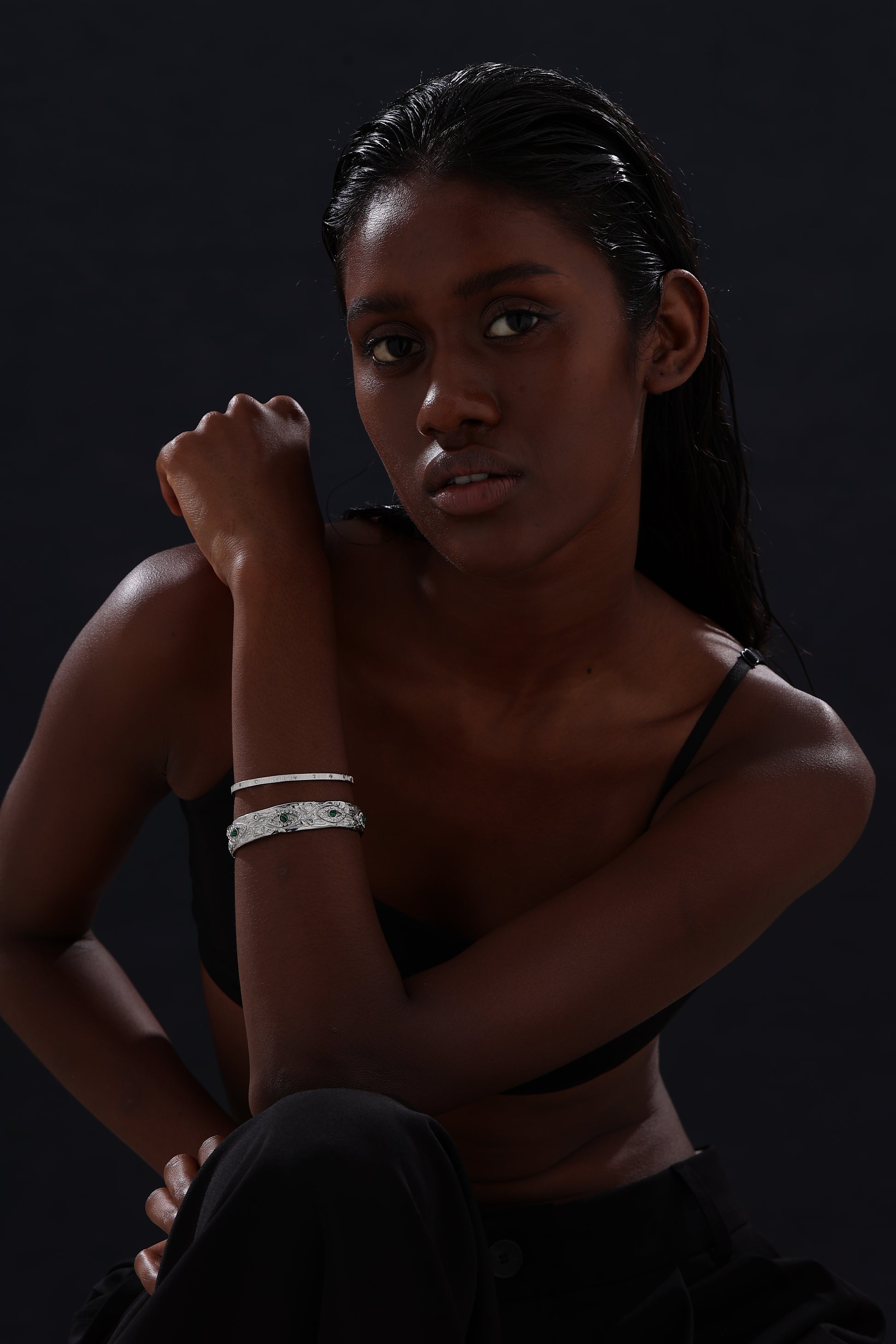 Textured Cuff Bangle - Silver - Bracelet - ONNNIII