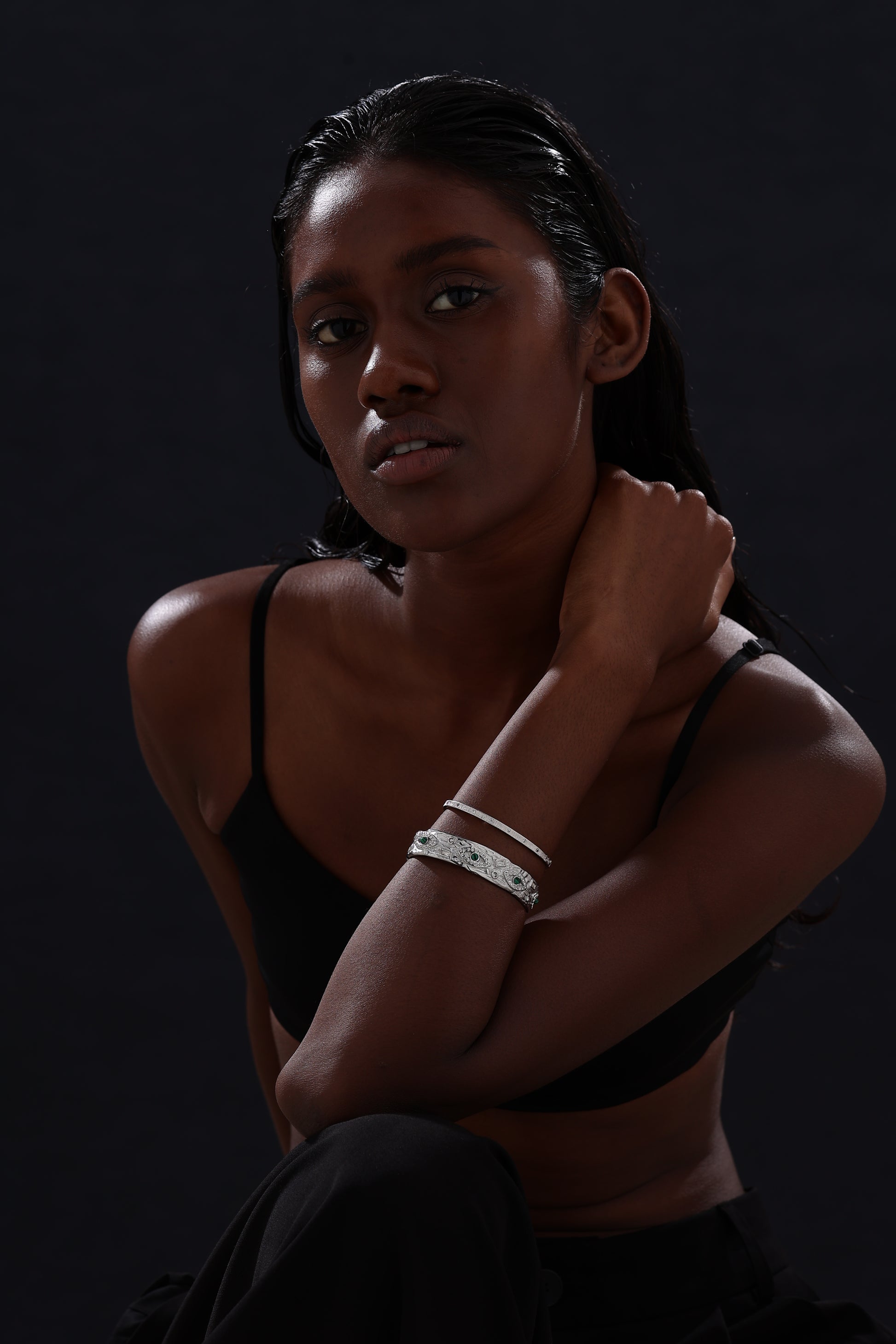 Textured Cuff Bangle - Silver - Bracelet - ONNNIII