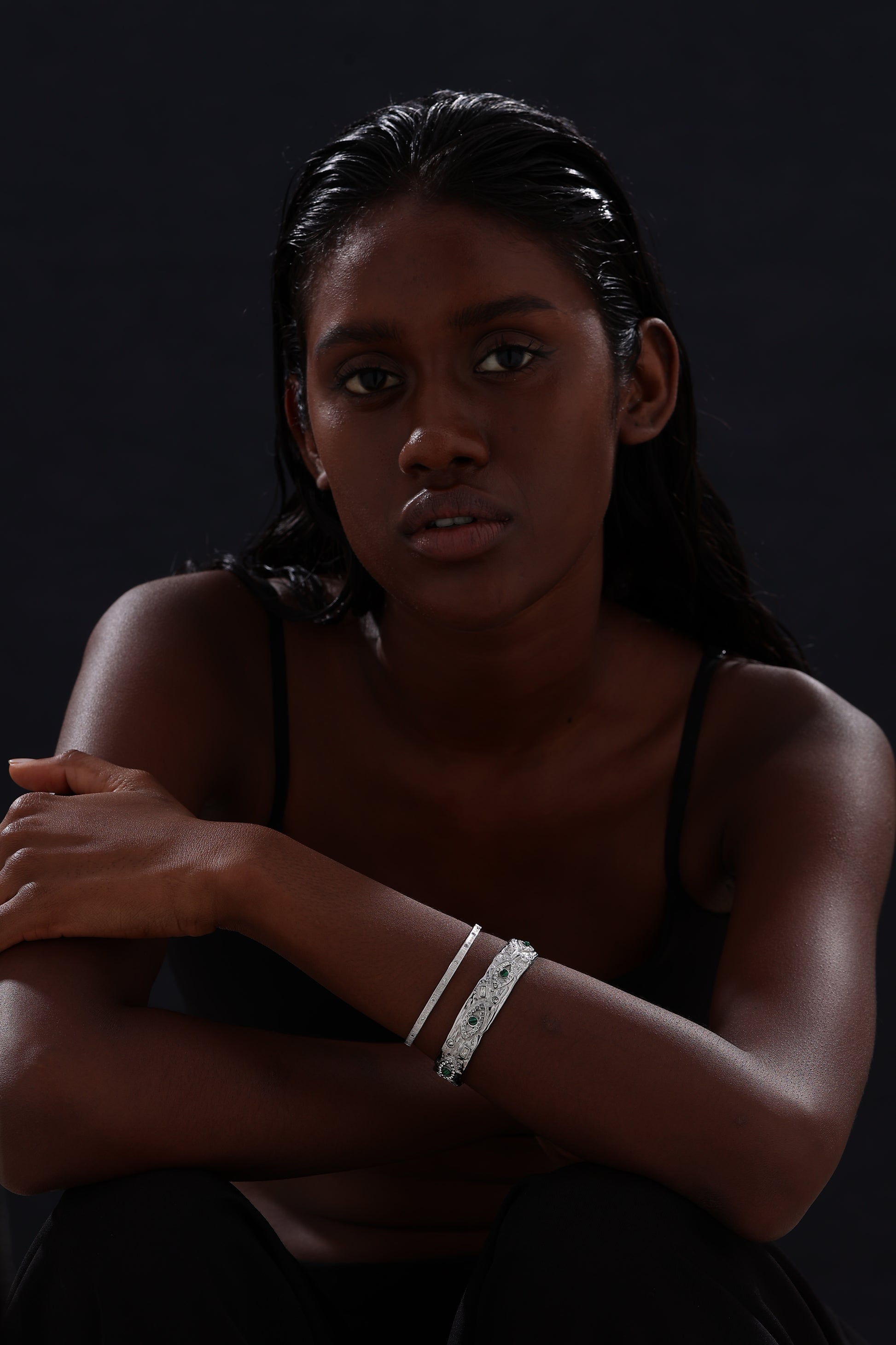 Textured Cuff Bangle - Silver - Bracelet - ONNNIII
