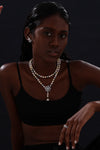 Snow Flower Pearl Drop Necklace - 4 Ways to Wear - Multicolour - Long Necklace - ONNNIII
