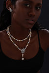 Snow Flower Pearl Drop Necklace - 4 Ways to Wear - Multicolour - Long Necklace - ONNNIII