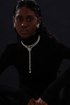 Snow Flower Pearl Drop Necklace - 4 Ways to Wear - White - Long Necklace - ONNNIII