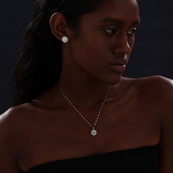 Halo Round Cut CZ Pendant Necklace - Necklace - ONNNIII