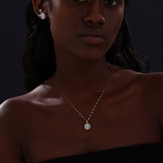 Halo Round Cut CZ Pendant Necklace - Necklace - ONNNIII