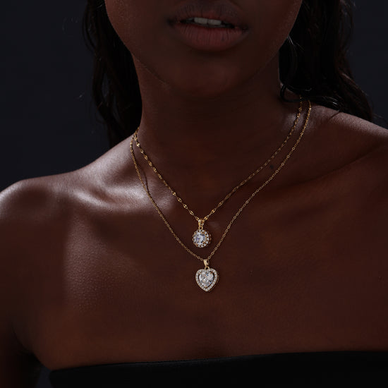 Halo Round Cut CZ Pendant Necklace - Necklace - ONNNIII